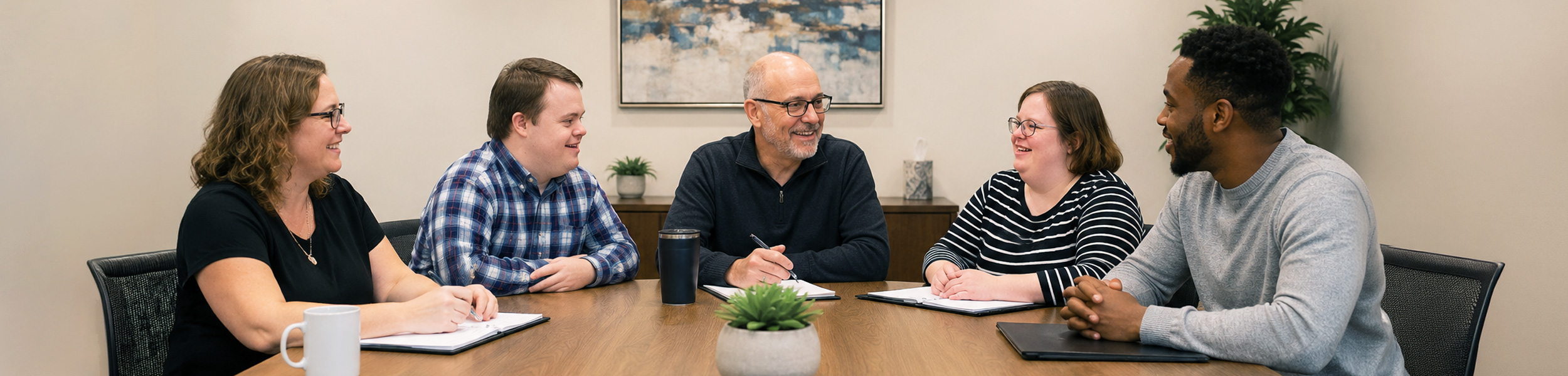 board members sitting at a table talking